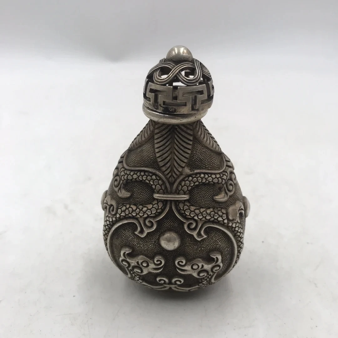 Chinese White Bronze Snuff Bot - Vintage Collectible Bottles review and price